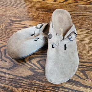 Birkenstock Kids Suede Slippers - Tan